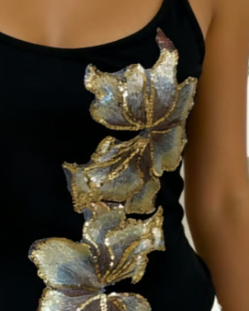 Strappy Large Floral Print Cami Top