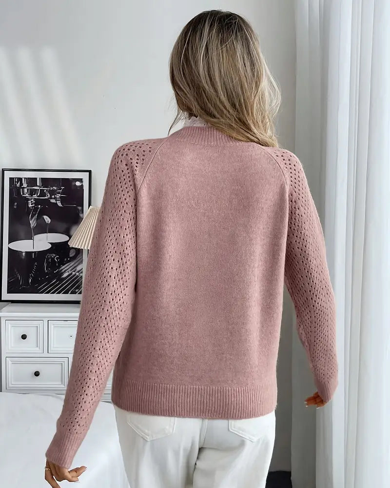 Elegant Ruffle Hollow Trim Sweater