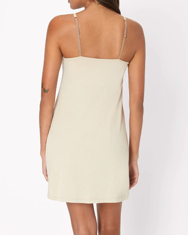 Solid Color Suspender Pajama Dress