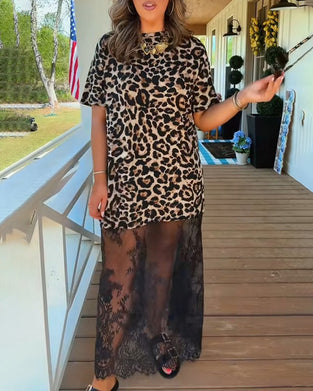 Stylish Short Sleeve Leopard Print Dress