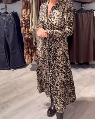 Leopard Print Fitted Waist Dress