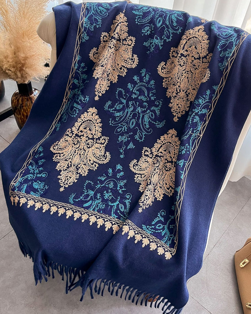 Printed Fringed Long Scarf