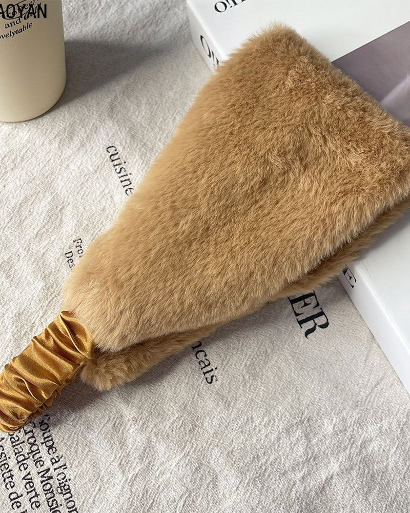 Wide Edge Soft Warm Windproof Cold-Proof Fuzzy Headband