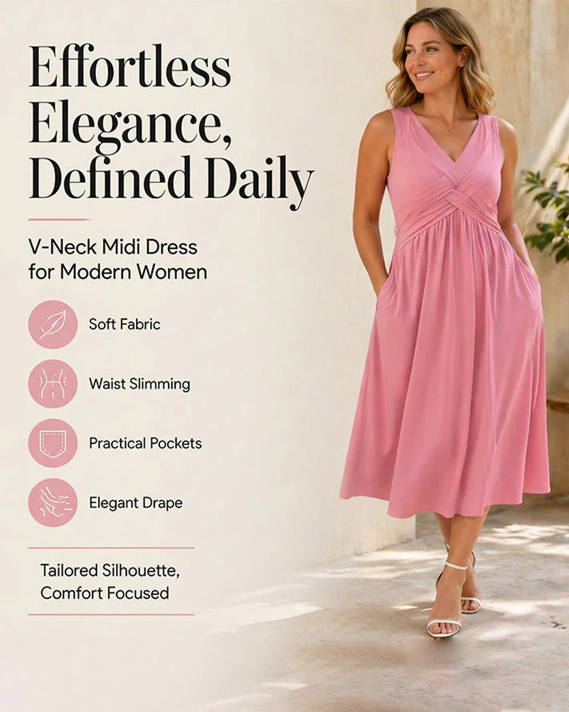 Solid Color Pocket Twist Tank Dress