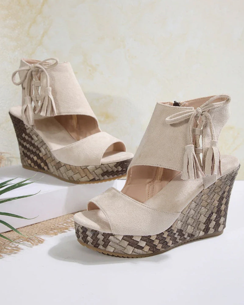 👡Women's Open Toe Platform Wedge Tassel Sandals