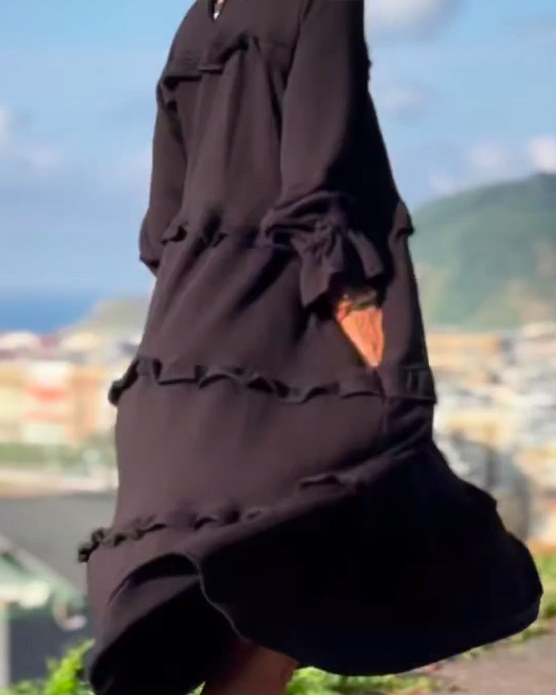 Solid color sweet style casual dress