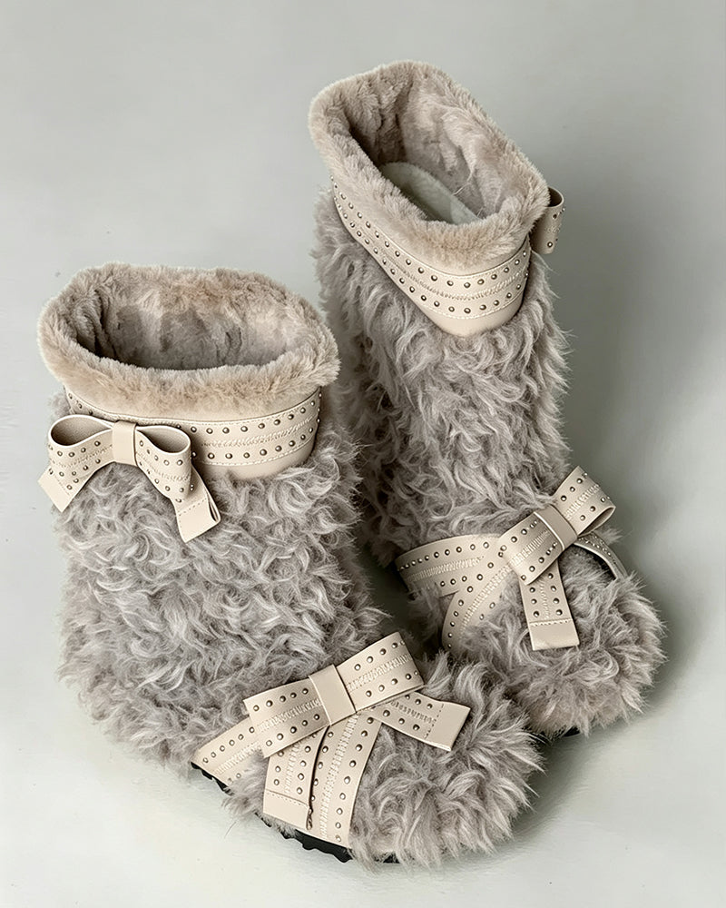 Women's Fur Lined Flat Snow Boots