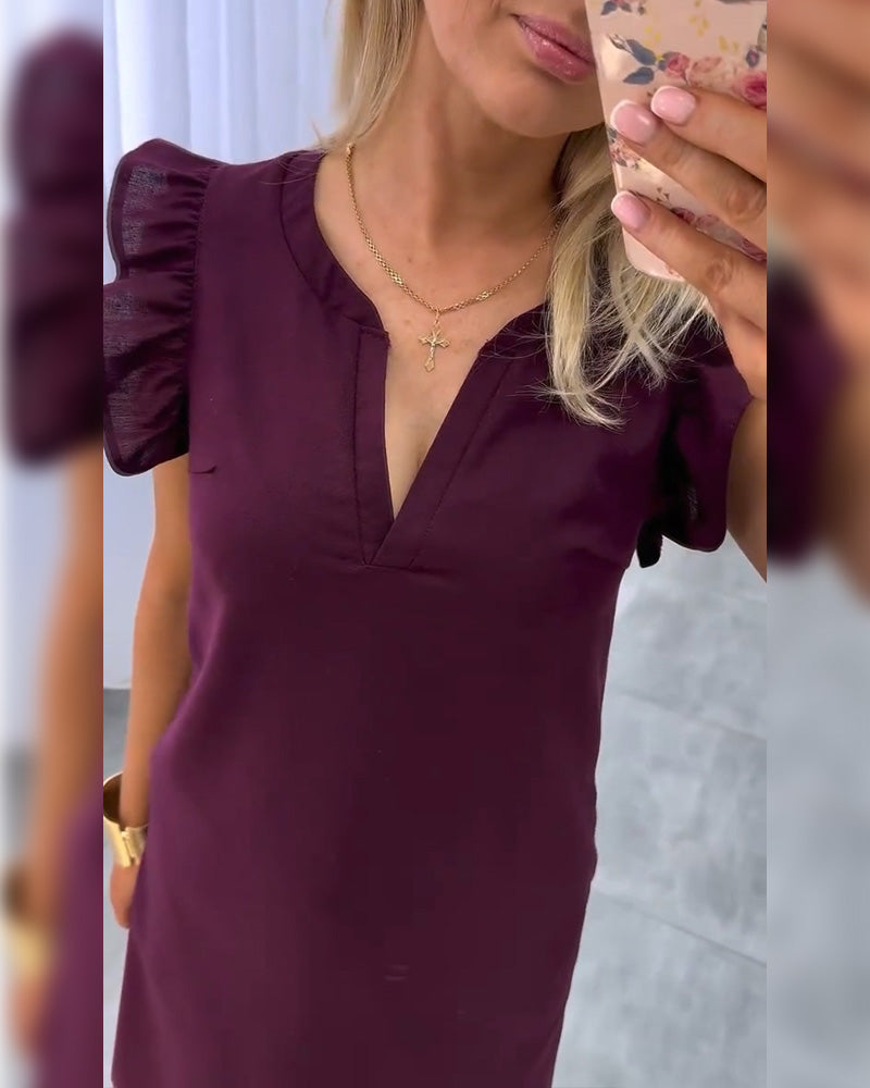 Flutter Sleeve Straight Dress
