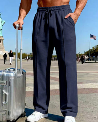 Men's Elastic Waist Drawstring Straight Leg Pants
