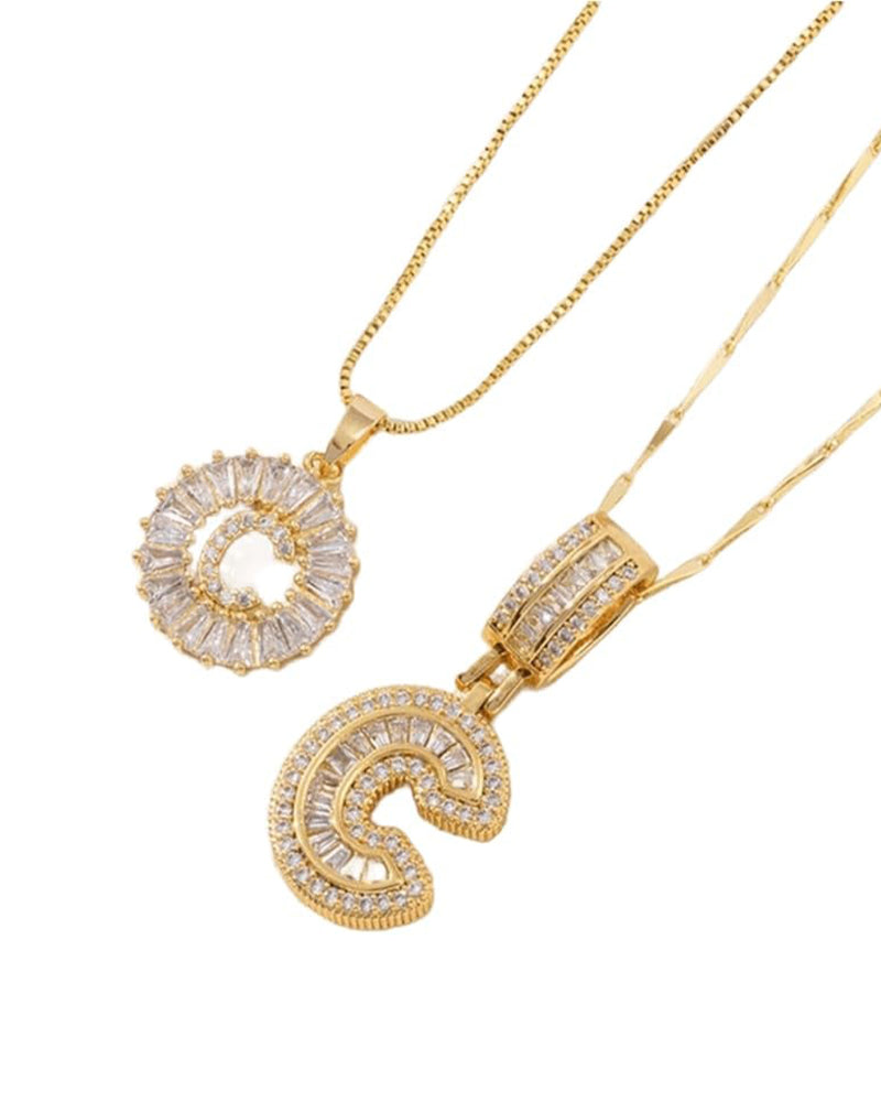 Initial Letter Pendant Necklaces -2 Pack