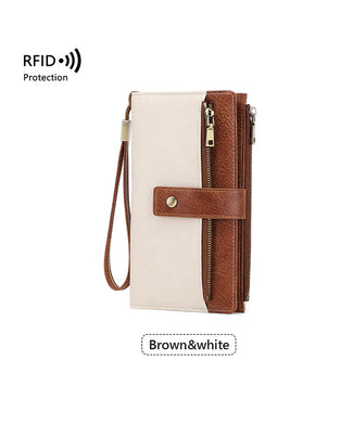 Women's long wallet, stylish clutch, elegant solid color RFID blocking leather wallet👛