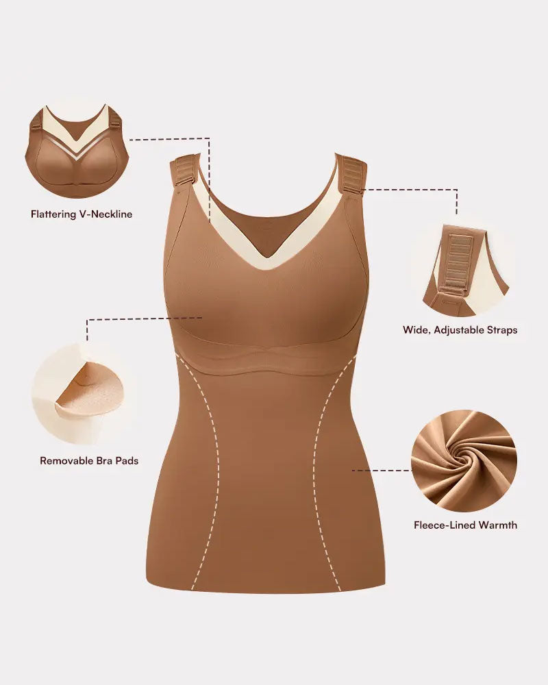 Women's 3-In-1 Light Fitted Soft Thermal Shapewear Built In Bra Tank Top