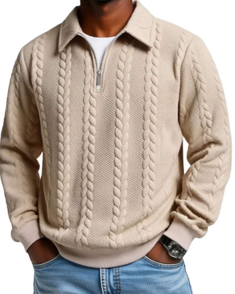 🔥Special Offers - Men's Casual Half-Zip Cable Knit Pullover