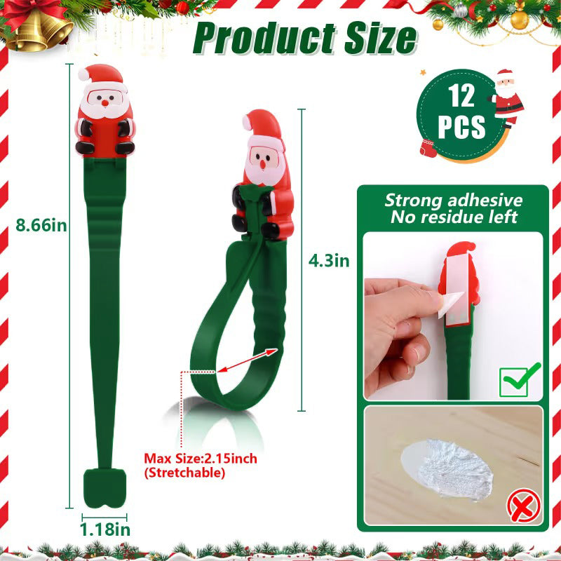 🎄🎅 Santa Claus Adhesive Hooks (12-Pack) — no drills, no nails, just peel, stick, and hang