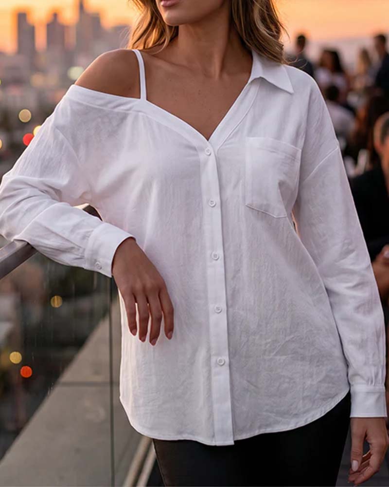 One-Shoulder Textured Cami Shirt