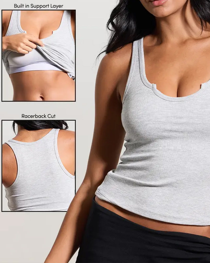 U-Neck Racer Back Solid Tank Top