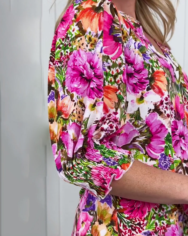 Half Sleeve Fashionable Floral Blouse