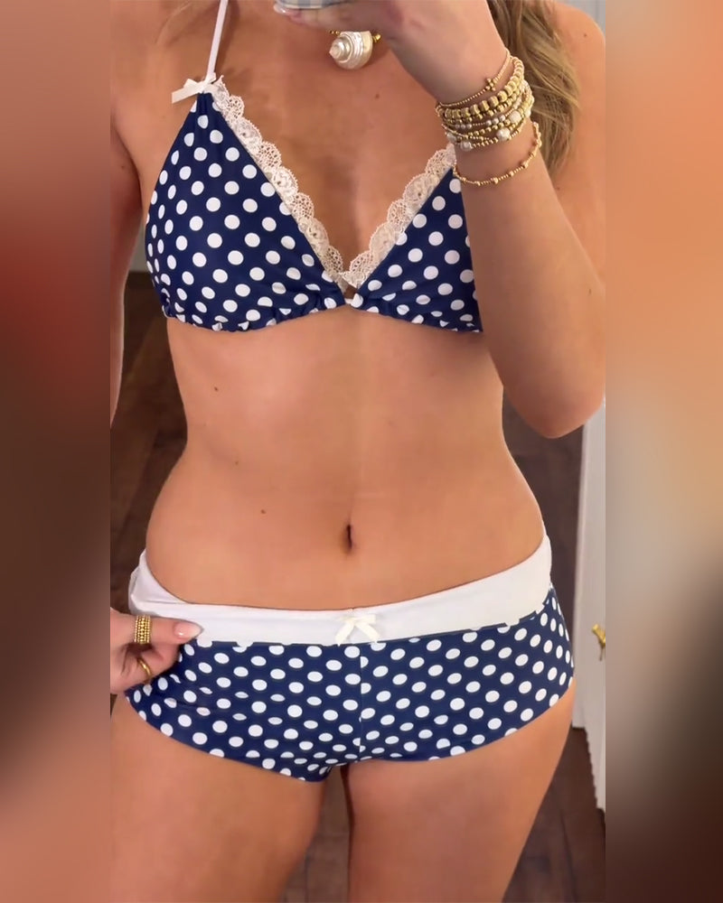 Simple Lace Polka Dot Bikini