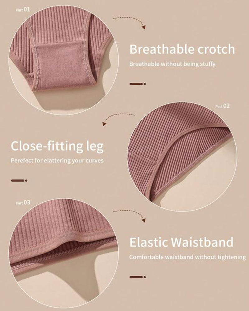 Ladies'  Breathable Vertical Striped Texture Feel Comfortable Fashionable Mid-Waist Brief