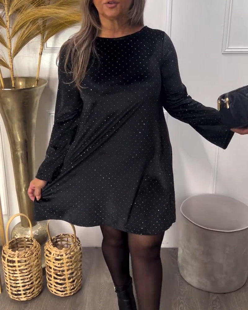 Round Neck Rhinestone Dress