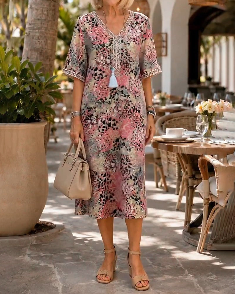 Colorful Leopard Print Midi Dress