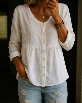 V-Neck Button-Detail Shirt