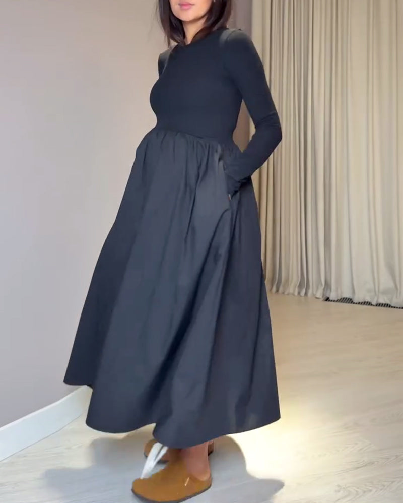 Round Neck Elegant Patchwork Dress