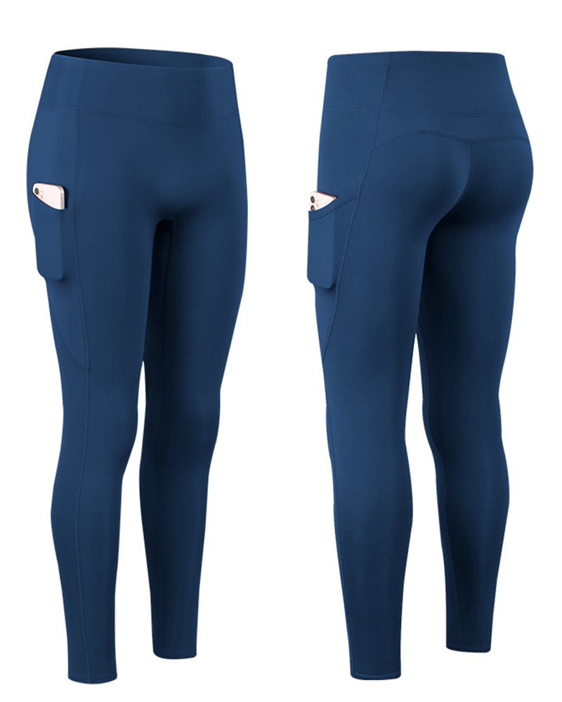 Solid color leggings with fleece pockets