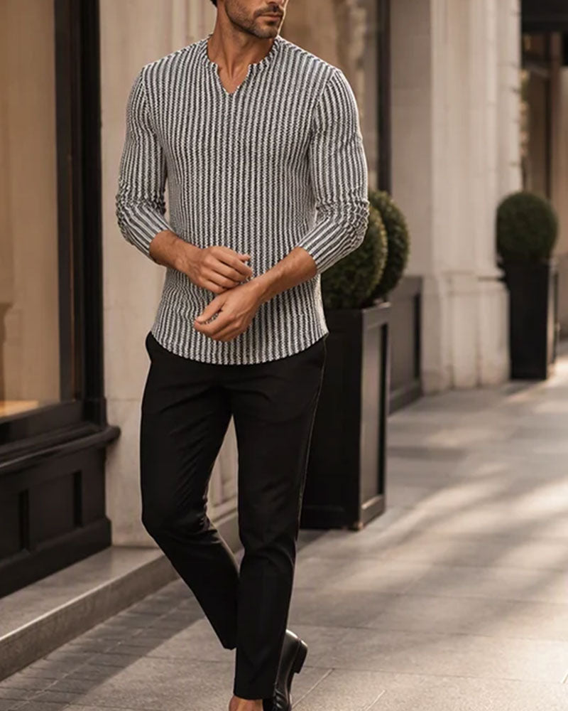 Striped Three-Quarter Sleeve Men's Top