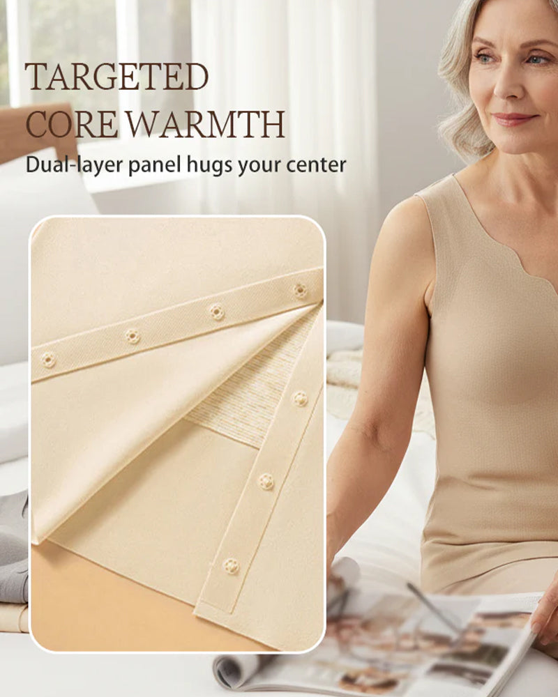 Thermal Front Buttons Integrated Bra Tank Top