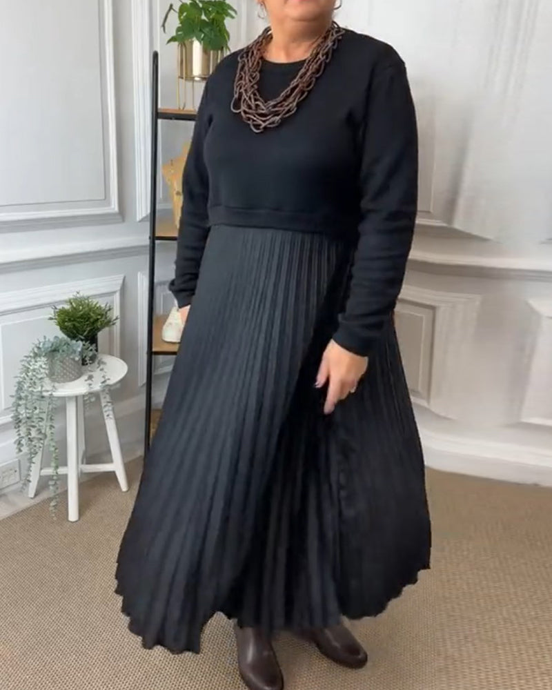 Elegant Round Neck Patchwork Dress