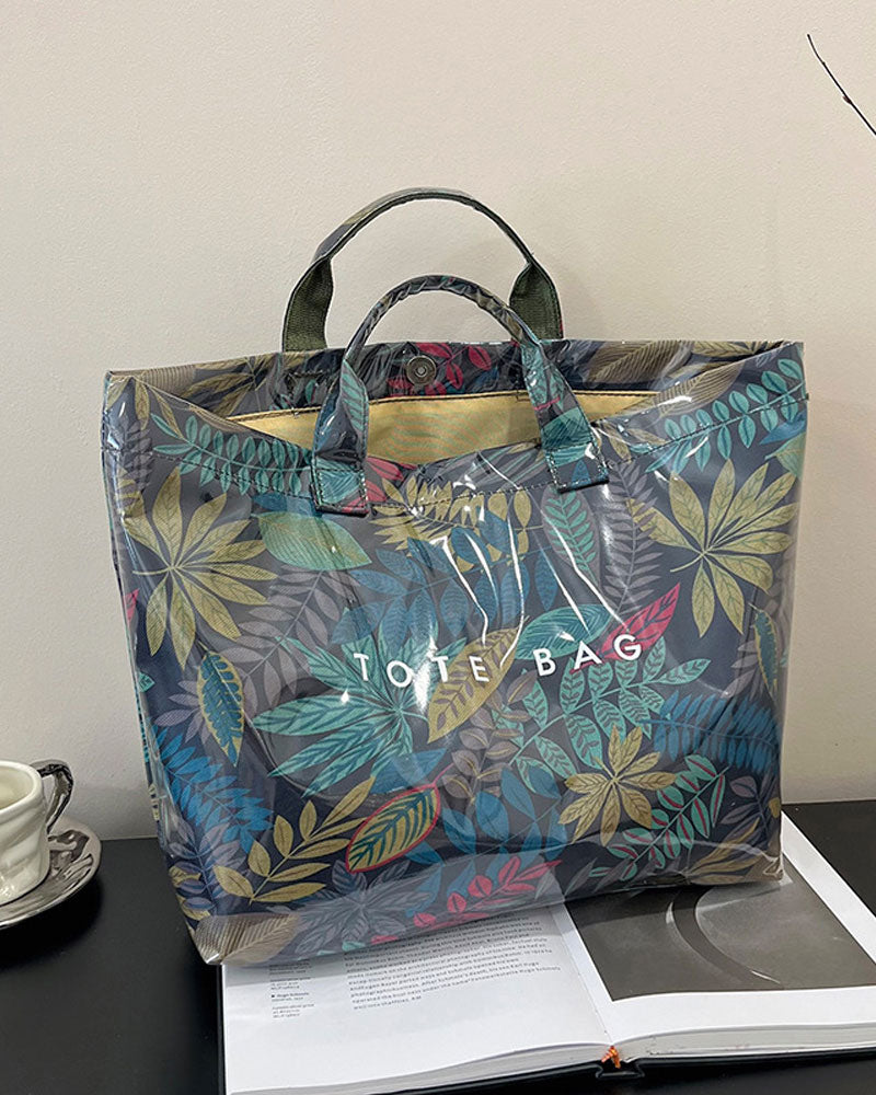 Women's Camo And And Leaf Print Tote Bag