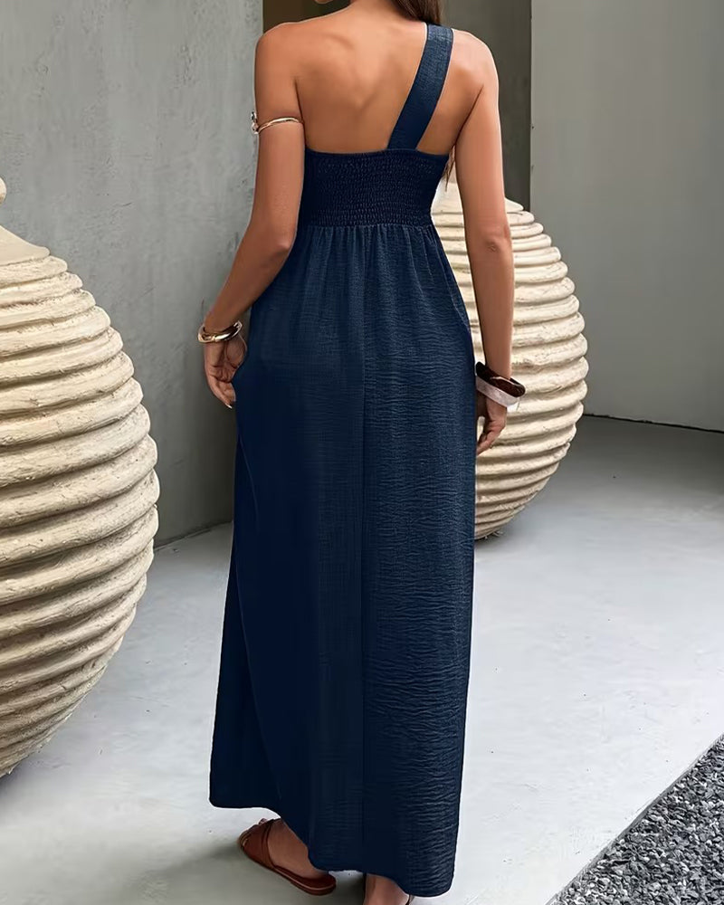 One-Shoulder Draped Resort Dress