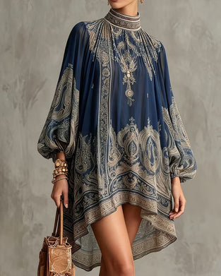 Turtleneck Irregular Casual Dress