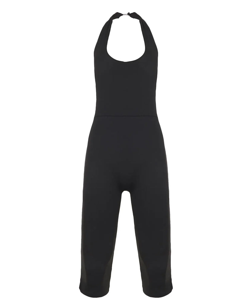 Square Neck Sleeveless Fitted Waist Jumpsuit