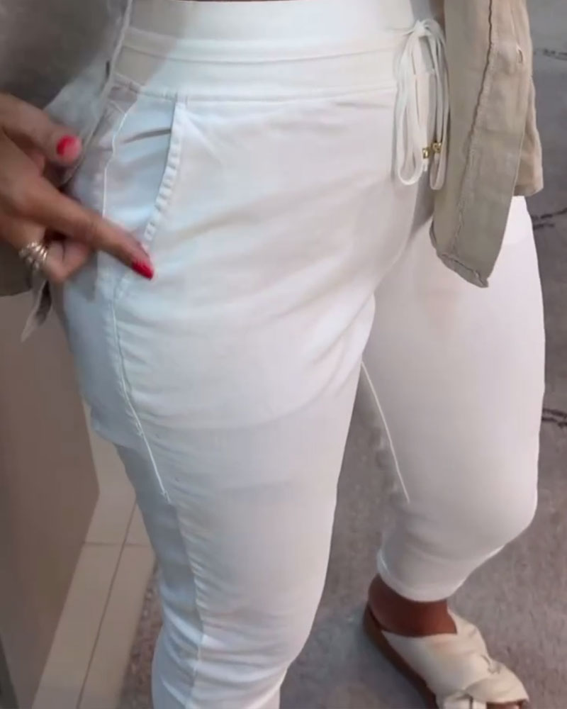 Aumora Drawstring Casual Pencil Pants