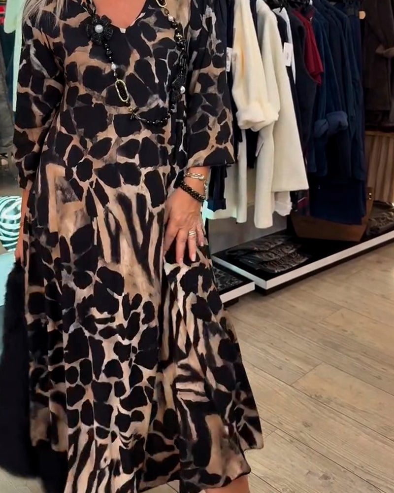 Leopard Zebra Loose Long Sleeve Dress