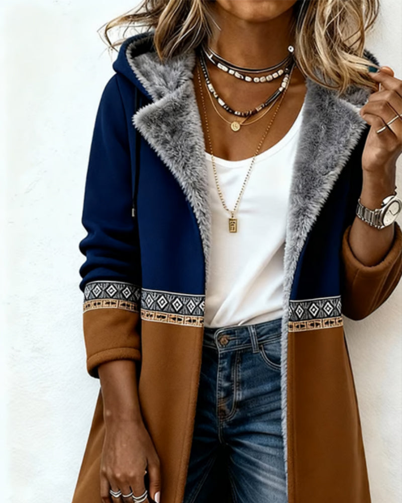 Fashionable Long-Sleeved Hooded Coat