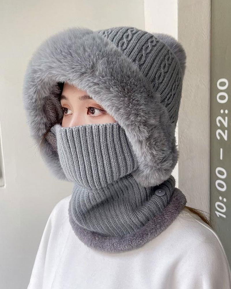 All-in-One Knitted Hat and Scarf