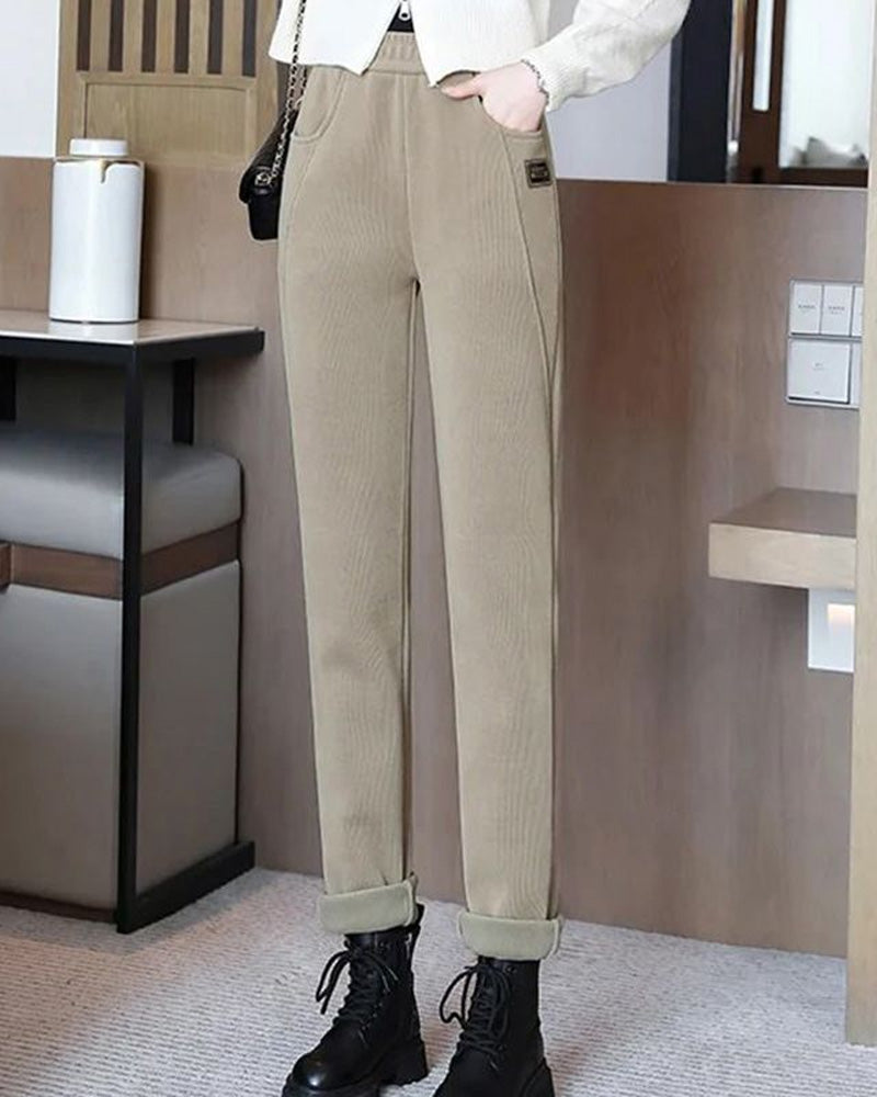 Warm High-Waisted Trousers With A Wool Lining