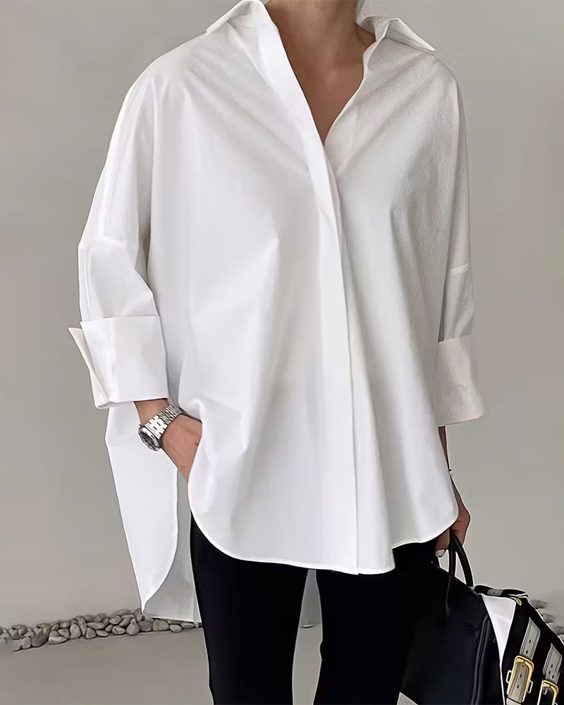 Stylish Solid Color Long-Sleeved Shirt