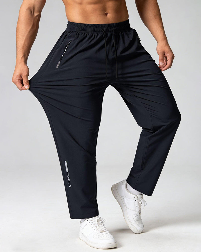 Elastic Drawstring Letter Print Pants