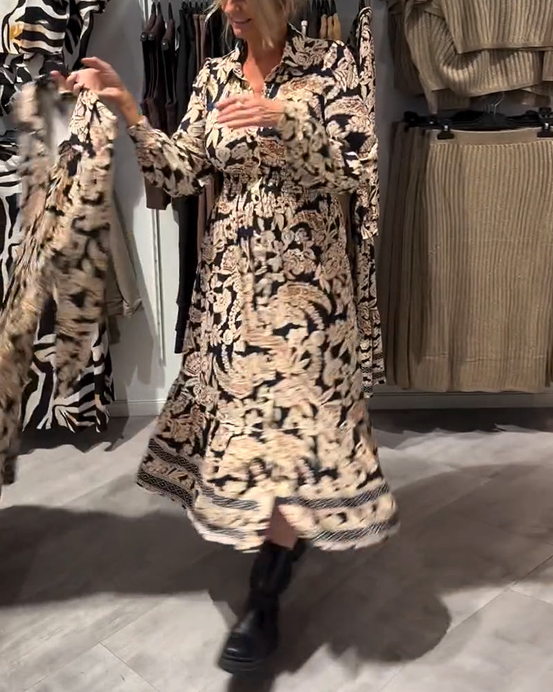 Lapel Print Fashion Dress