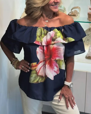 Floral Print Off Shoulder Blouse