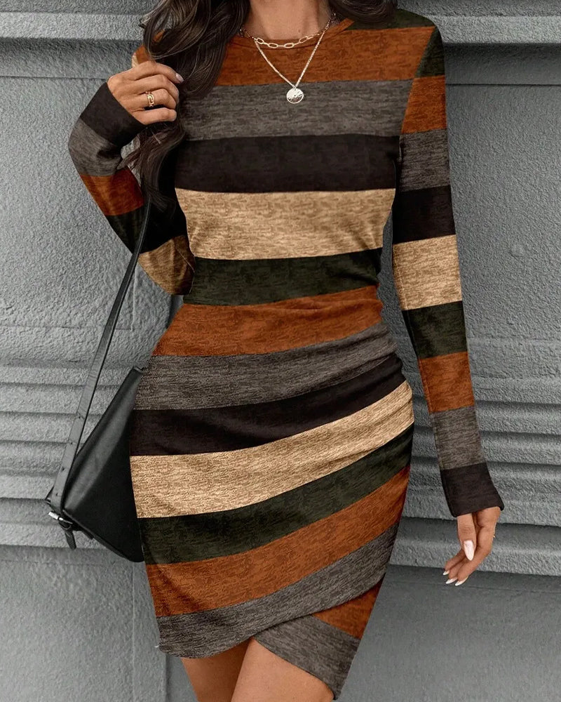 Vintage Stripe Long Sleeve Dress