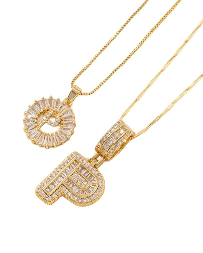 Initial Letter Pendant Necklaces -2 Pack