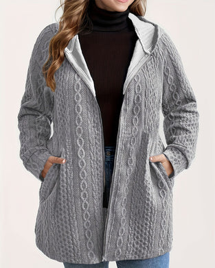 Solid Color Corrugated Hooded Coat