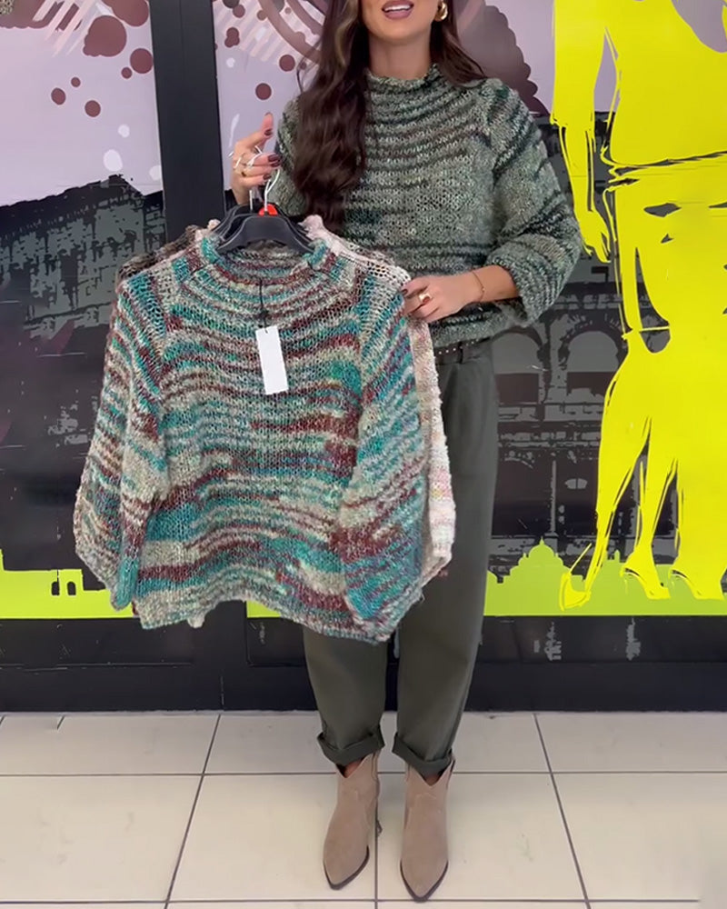 Retro Three-Quarter Sleeve Pullover Sweater