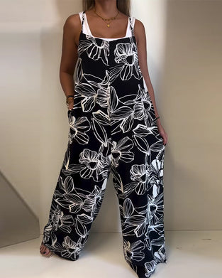 Printed Strapless Wide-Leg Jumpsuit