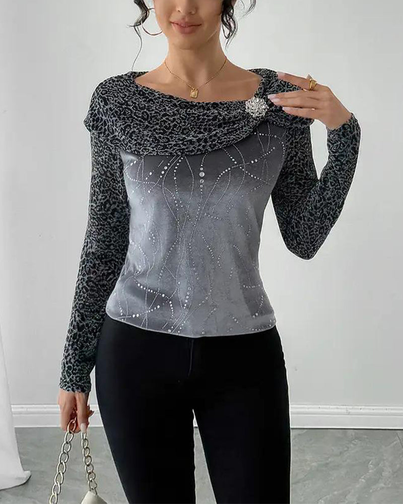 Leopard Print Long-Sleeved Top